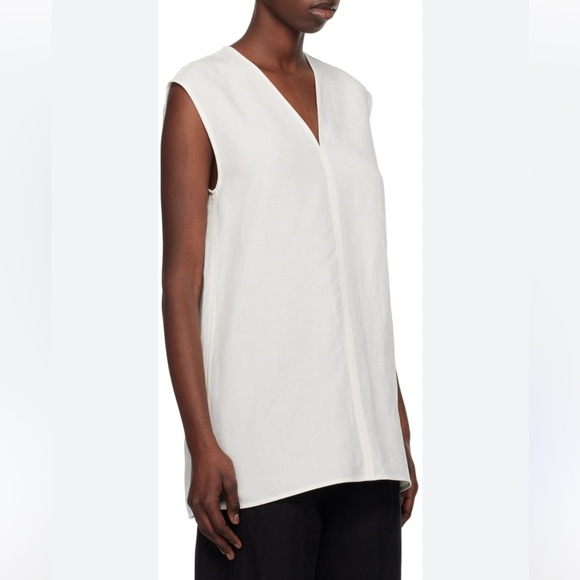 Totême Fluid V-Neck Top Tunic Off White pockets sleeveless toteme - Picture 1 of 9